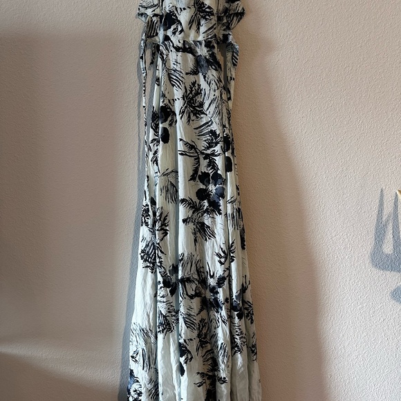 Free People Lille Printed Maxi Dress Floral Blue Celadon Halter Dress Sz small - Picture 5 of 11